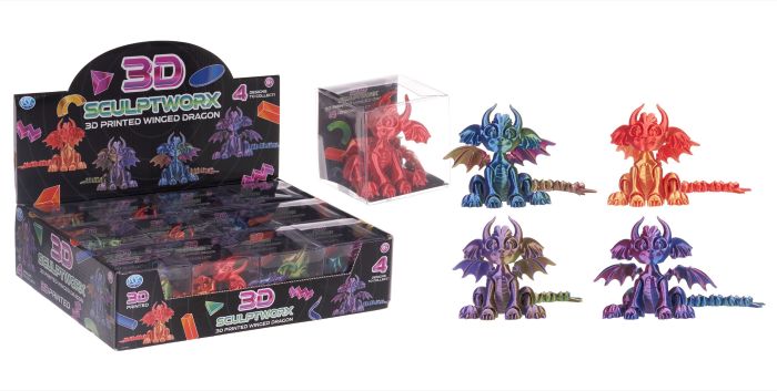 DRAGHI ALATI Stampati a 3D in PLA 17cm 4ass In espo da 12pz…x12…x96